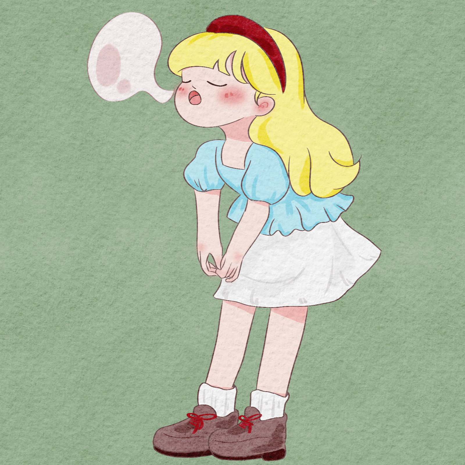 今日份小画：打哈欠的小女孩